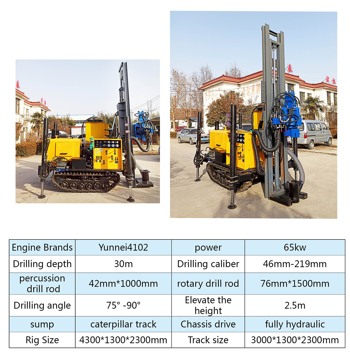Crawler earth-moving drilling rig with dust collector